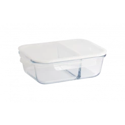 Boîte De Conservation En Verre Avec Compartiments Rectangle 1450 Ml Pebbly