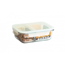 Boîte De Conservation En Verre Avec Compartiments Rectangle 950 Ml Pebbly -Ustensiles de cuisine Soldes boite de conservation en verre avec compartiments rectangle 950 ml pebbly 1