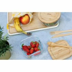 Boîte De Conservation En Verre Et Bambou Carré 520 Ml Pebbly -Ustensiles de cuisine Soldes boite de conservation en verre et bambou carre 520 ml pebbly 1