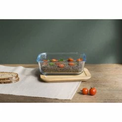 Boîte De Conservation En Verre Et Bambou Rectangle 1520 Ml Pebbly -Ustensiles de cuisine Soldes boite de conservation en verre et bambou rectangle 1520 ml pebbly 2