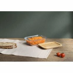 Boîte De Conservation En Verre Et Bambou Rectangle 640 Ml Pebbly -Ustensiles de cuisine Soldes boite de conservation en verre et bambou rectangle 640 ml pebbly 2
