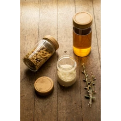 Boîte De Conservation En Verre Et Bambou Rond 650 Ml Pebbly -Ustensiles de cuisine Soldes boite de conservation en verre et bambou rond 650 ml pebbly 1