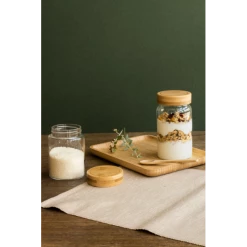 Boîte De Conservation En Verre Et Bambou Rond 650 Ml Pebbly -Ustensiles de cuisine Soldes boite de conservation en verre et bambou rond 650 ml pebbly 2