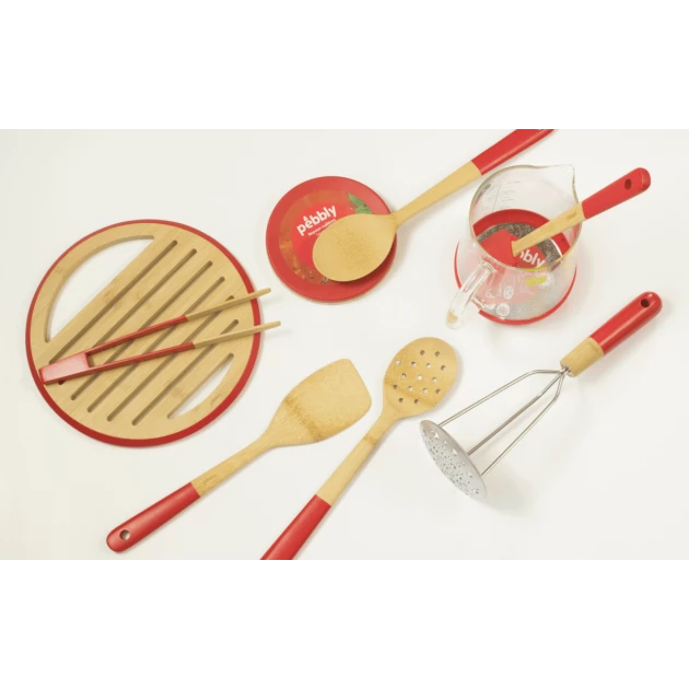 Cuillère De Cuisine Ajourée Bambou 30 Cm Rouge Pebbly 4 Cuillère De Cuisine Ajourée Bambou 30 Cm Rouge Pebbly – Image 2