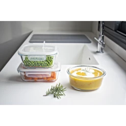 Lot 3 Boîtes De Conservation En Verre Pebbly -Ustensiles de cuisine Soldes lot 3 boites de conservation en verre pebbly 1