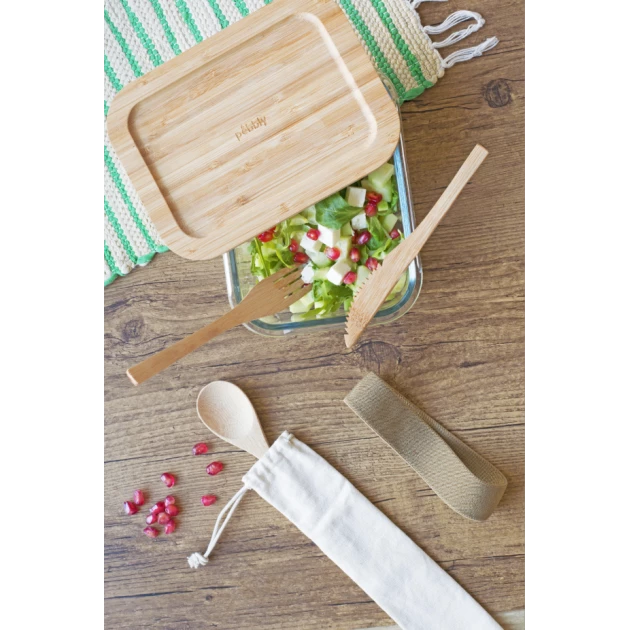Lunch Box Verre Et Bambou Avec Couverts 1 L Pebbly 4 Lunch Box Verre Et Bambou Avec Couverts 1 L Pebbly – Image 2