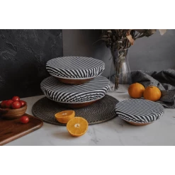 Set De 3 Couvercles Réutilisables Assortis 100% Coton Noir Et Blanc - NUTS -Ustensiles de cuisine Soldes set de 3 couvercles reutilisables assortis 100 coton noir et blanc nuts 2